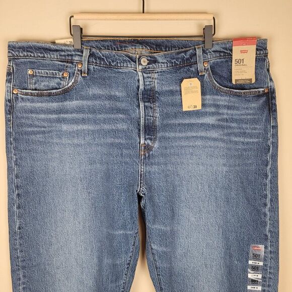 Levi's 501 Original Fit Jeans Worn In Indigo Medium Wash Blue Size 24W M NEW - Picture 3 of 14